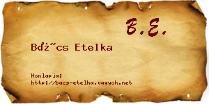 Bács Etelka névjegykártya